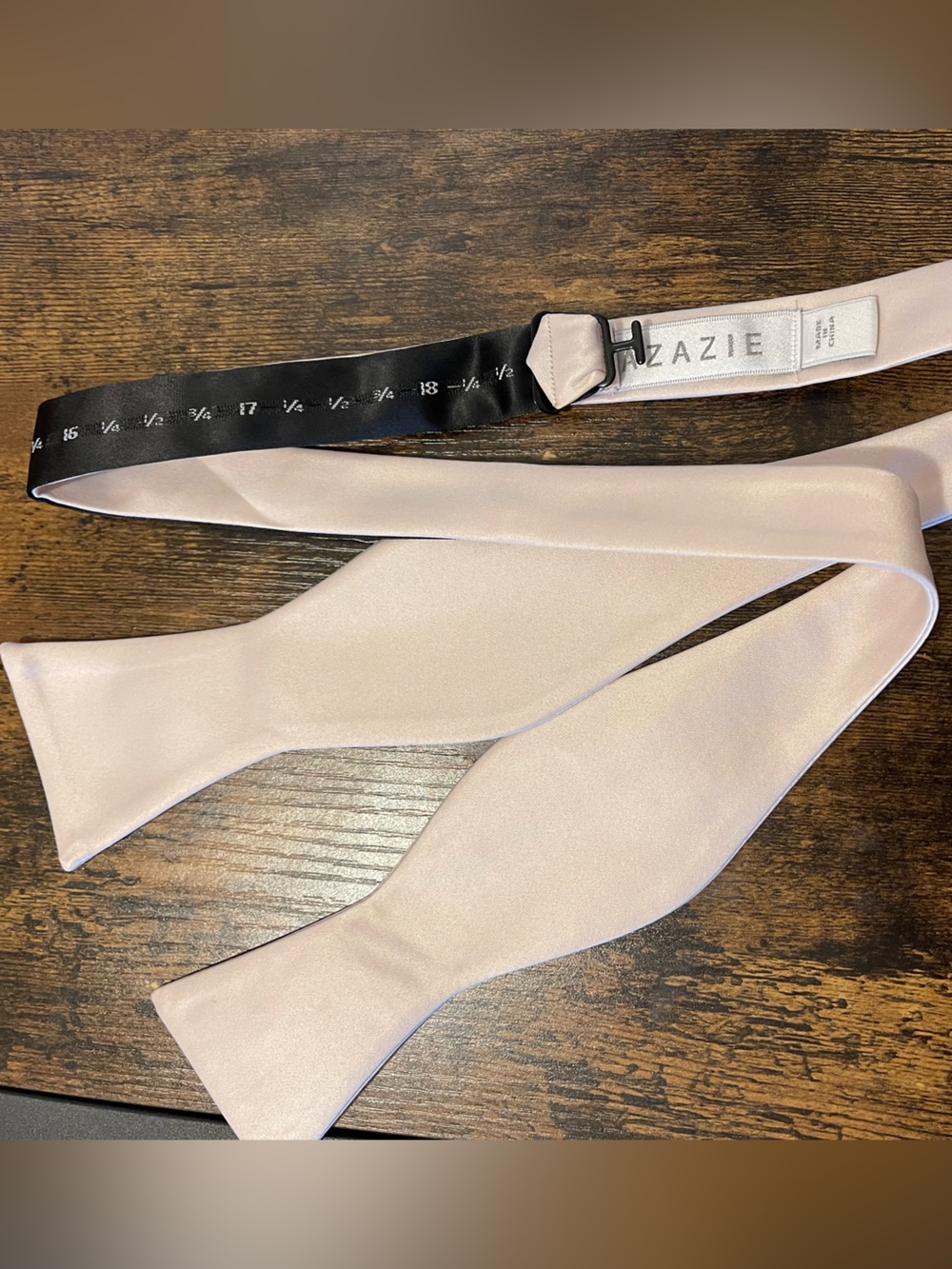 Azazie Beige Satin Self-Tie Bow Tie